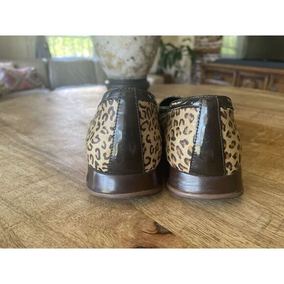 Cole Haan Leather Ballet Flat Pony Hair Leopard Comfort Slip On Shoe Size 7B - Picture 4 of 9